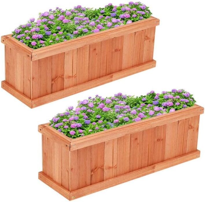2 Pack Wood Garden Planter Box