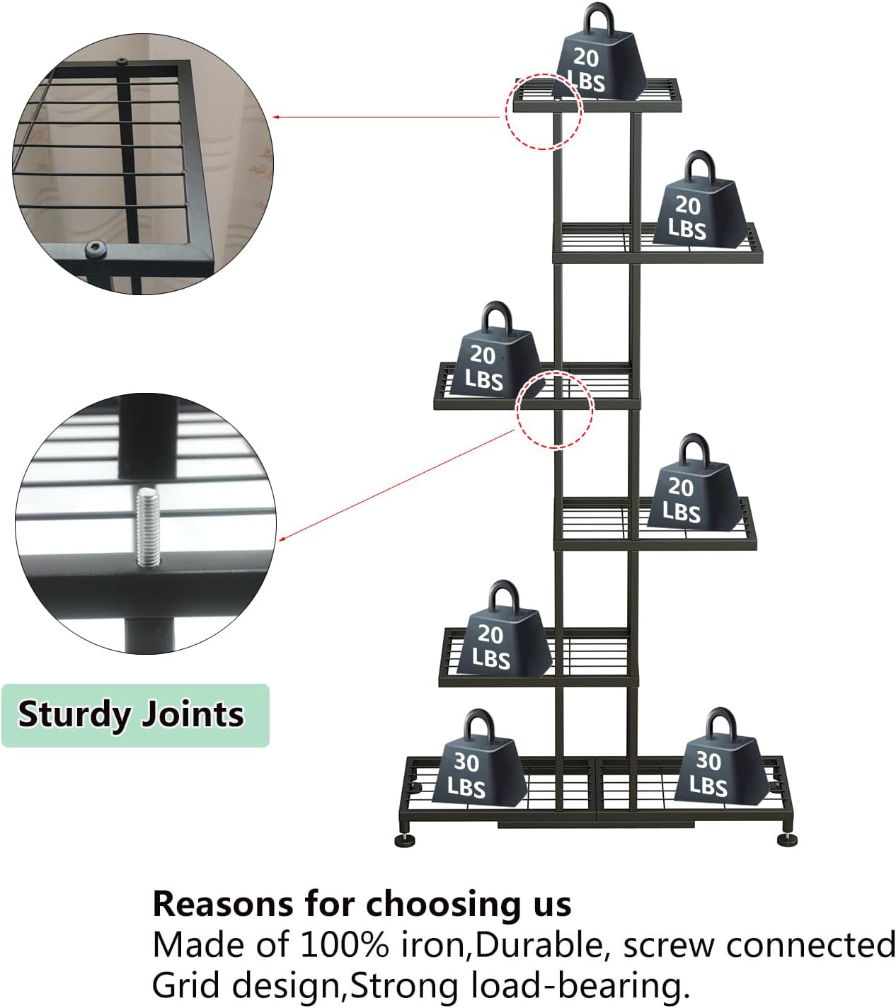 6 Tier Black Metal Plant Stand