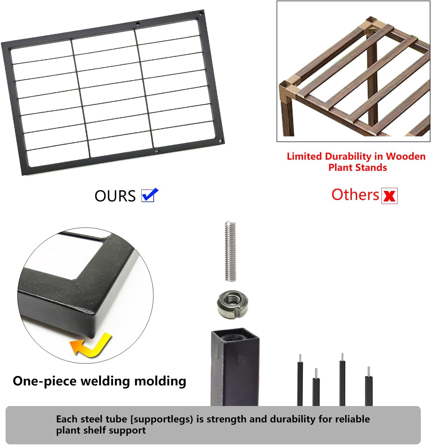 6 Tier Black Metal Plant Stand