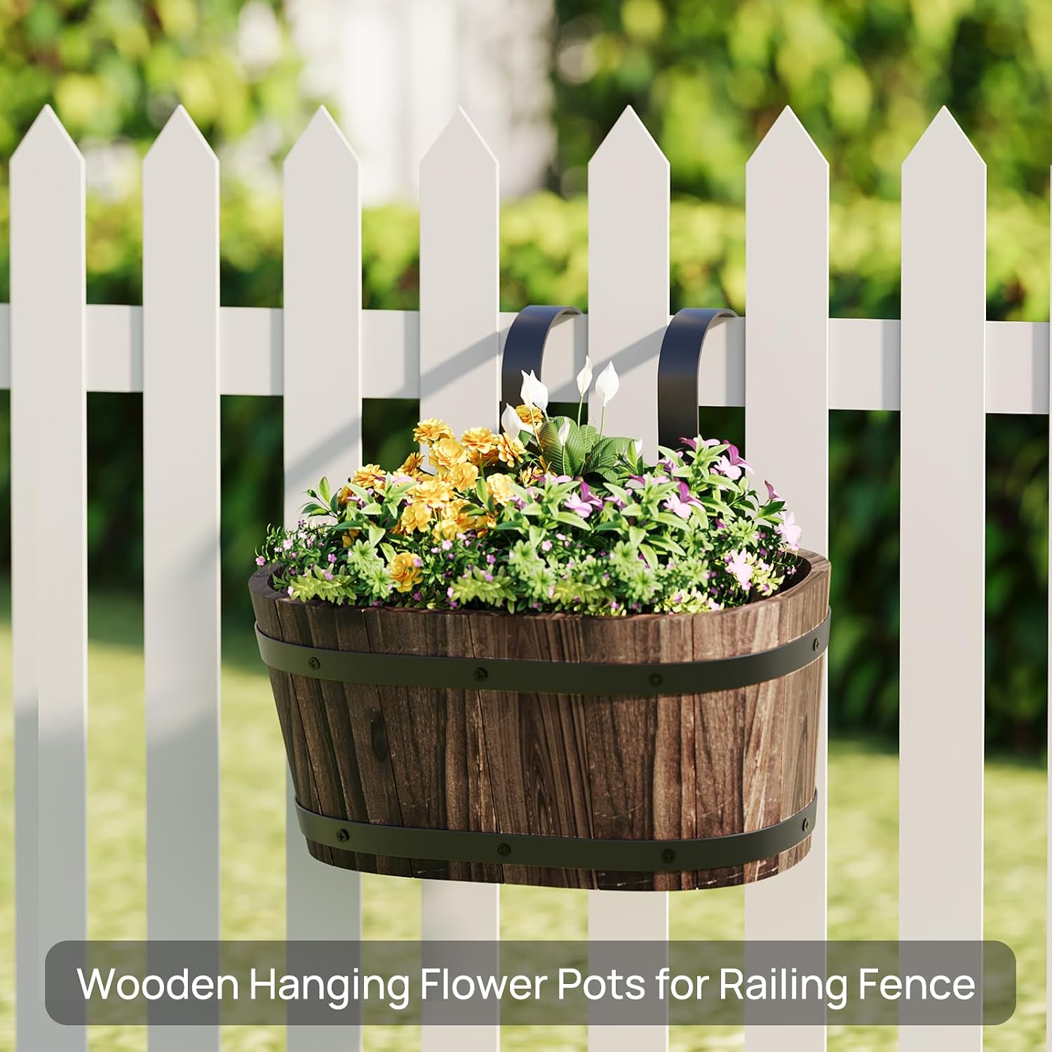 2Pack Wood Railing Planter Box
