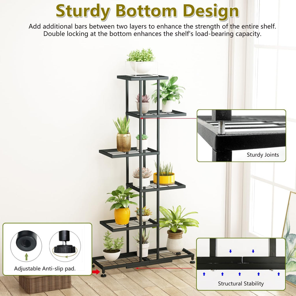 6 Tier Black Metal Plant Stand