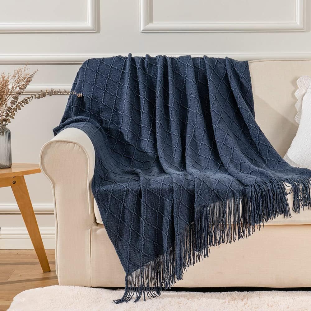 Geometric Fringe Throw Blanket