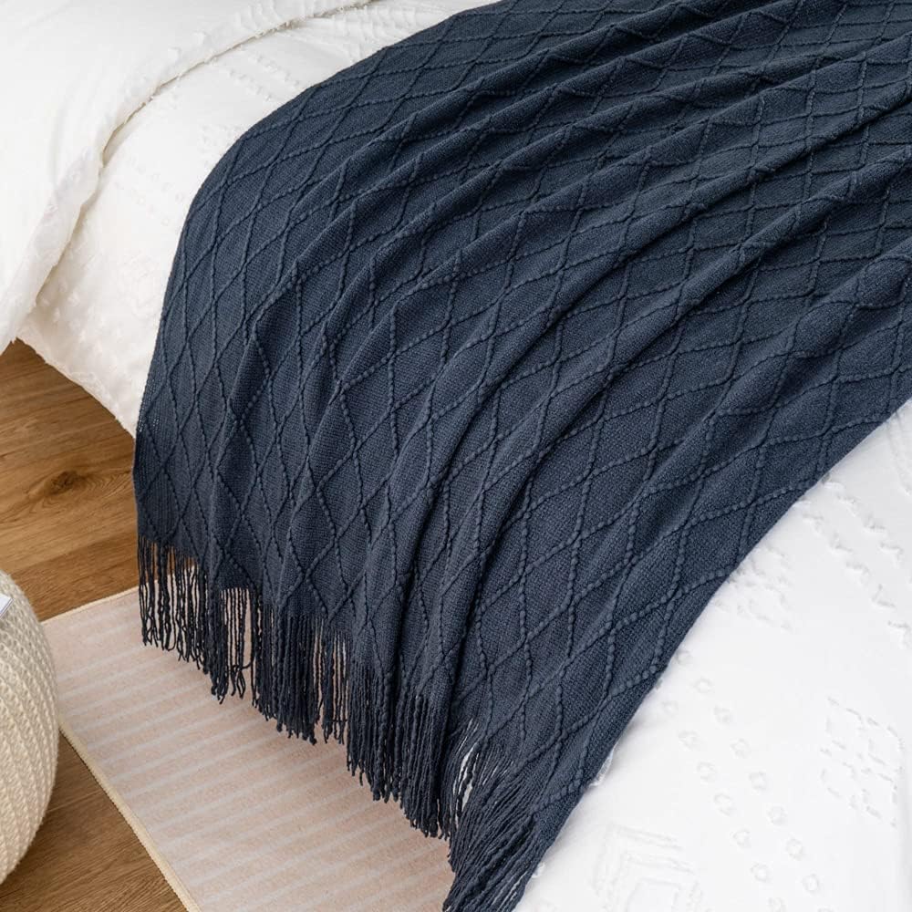 Geometric Fringe Throw Blanket