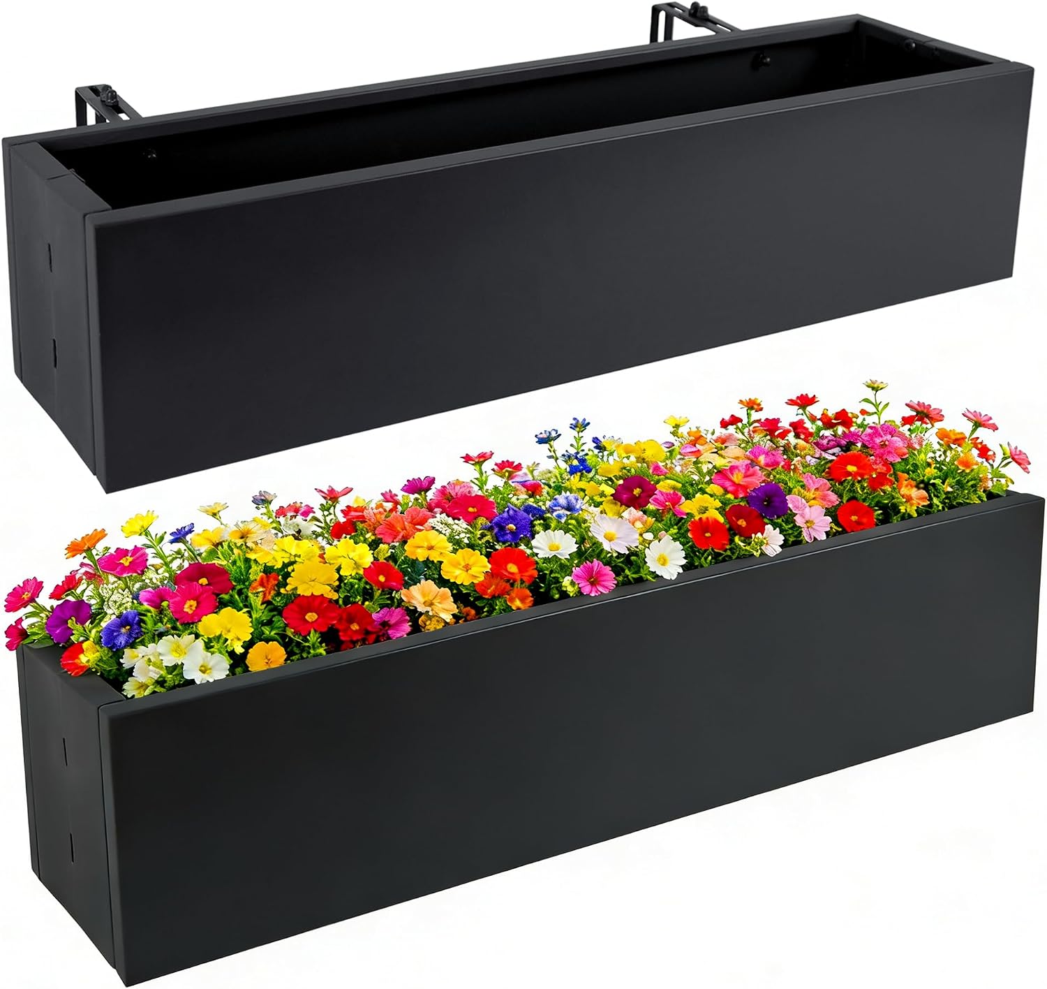 2 Pack Metal Railing Planter Box