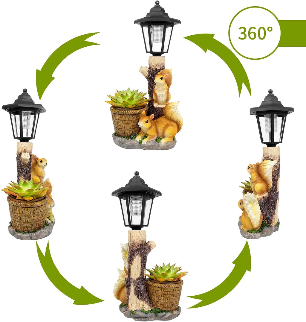 Solar Squirrel Garden Statue Decor