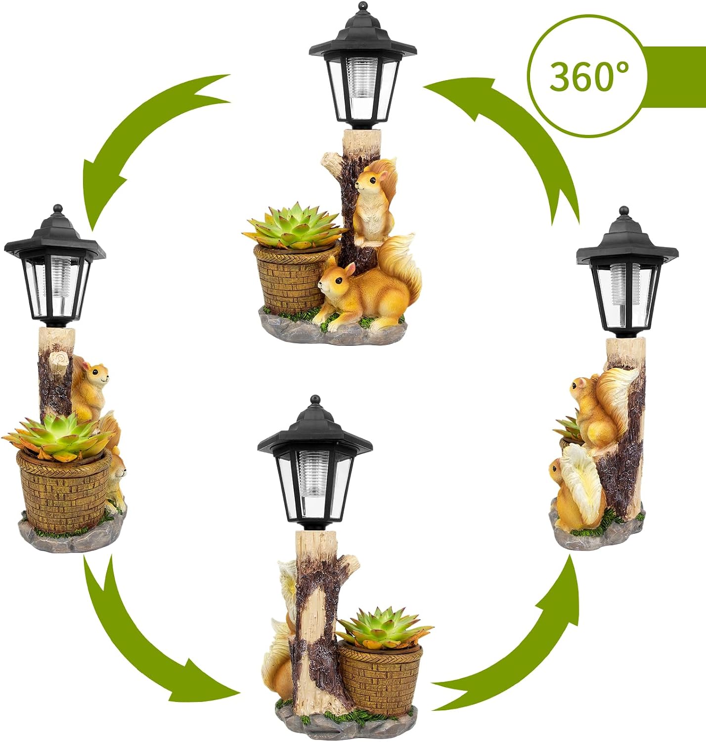 Solar Squirrel Garden Statue Decor