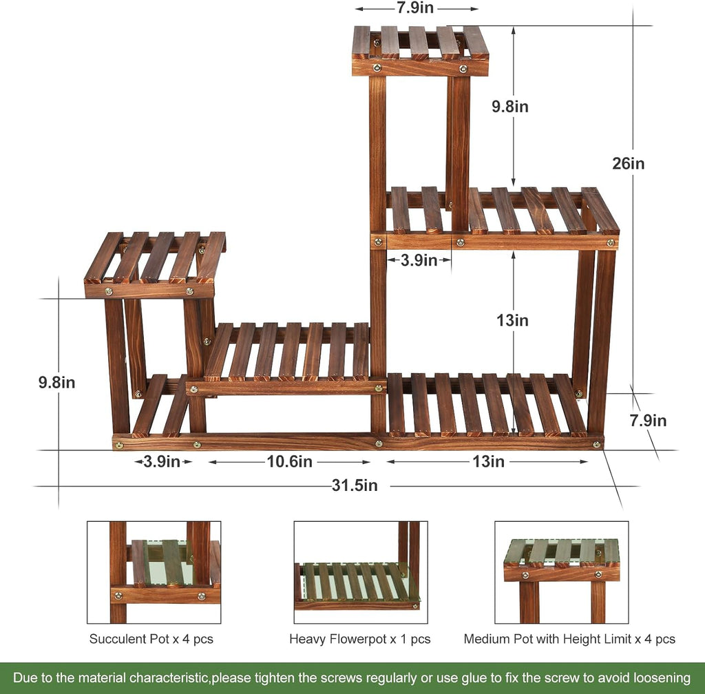 Pine Wood 4 Tiers Plant Stand