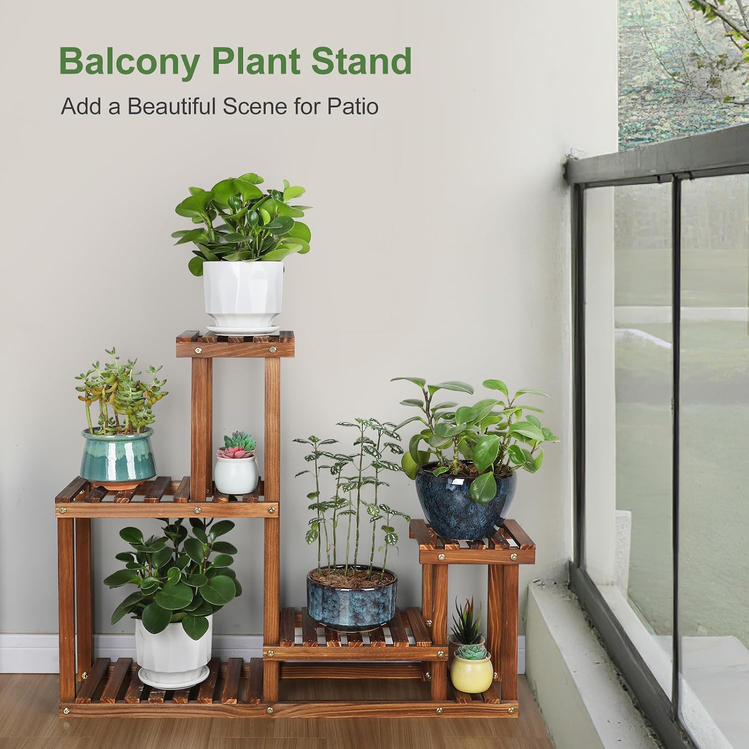 Pine Wood 4 Tiers Plant Stand