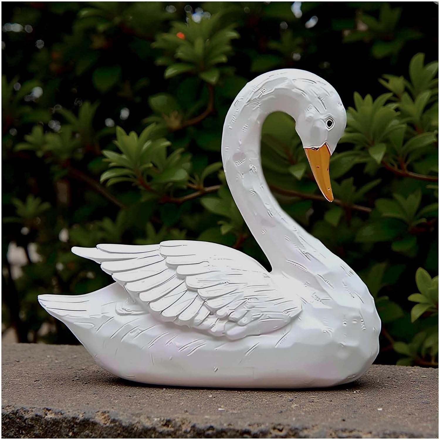 Resin White Swan Garden Statue Decor