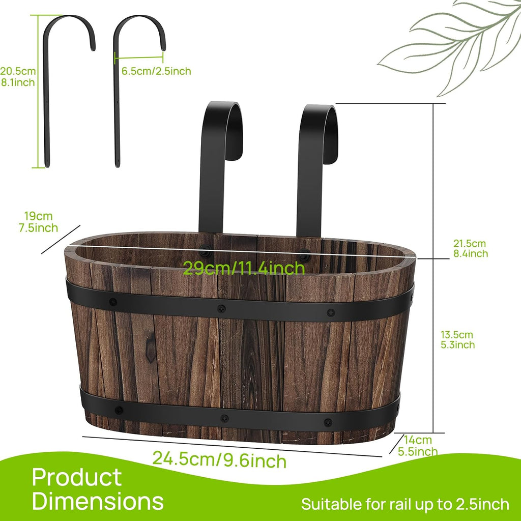 2Pack Wood Railing Planter Box