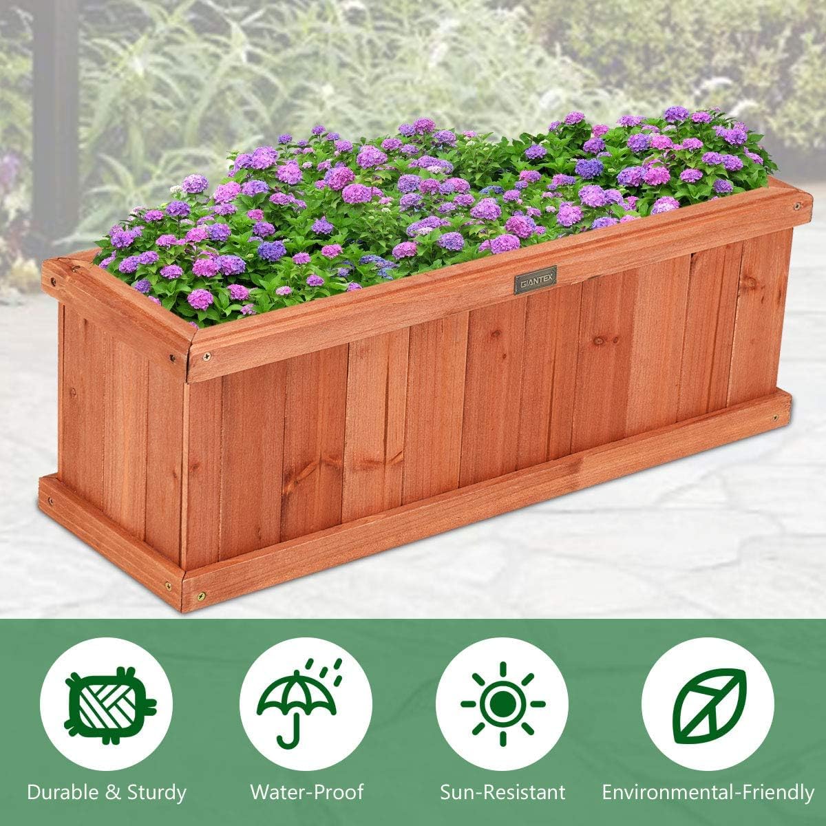 2 Pack Wood Garden Planter Box
