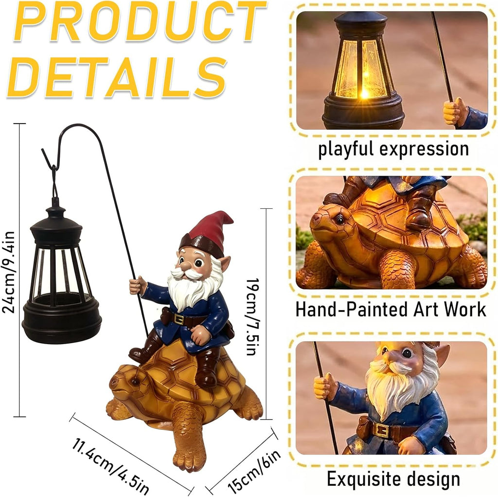 Solar Gnome Turtle Garden Statue Decor