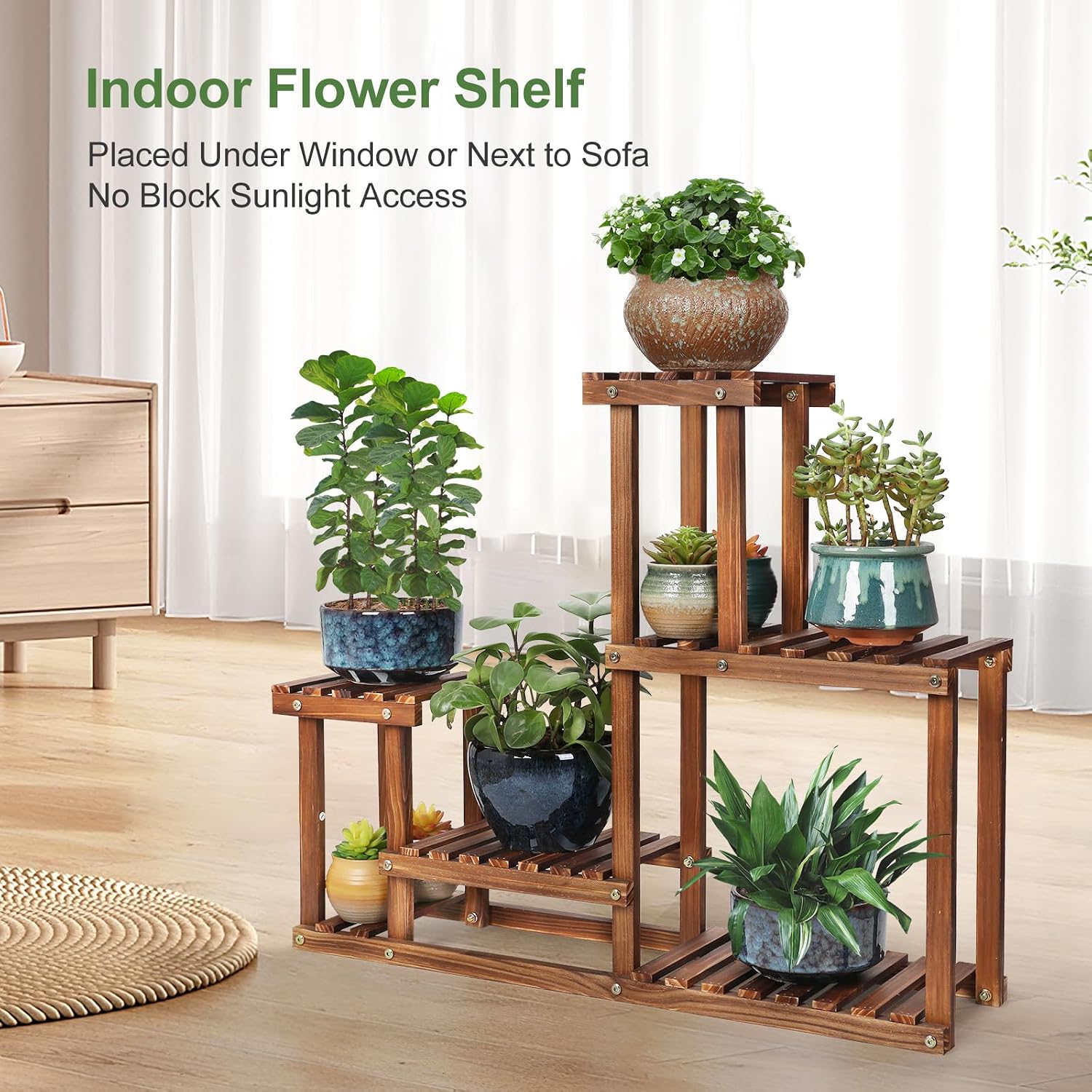 Pine Wood 4 Tiers Plant Stand