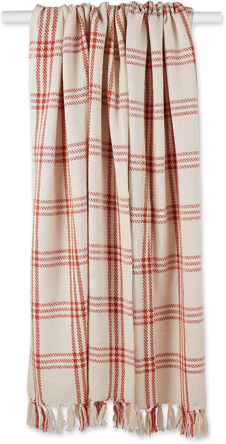 Plaid Cotton Fringe Throw Blanket