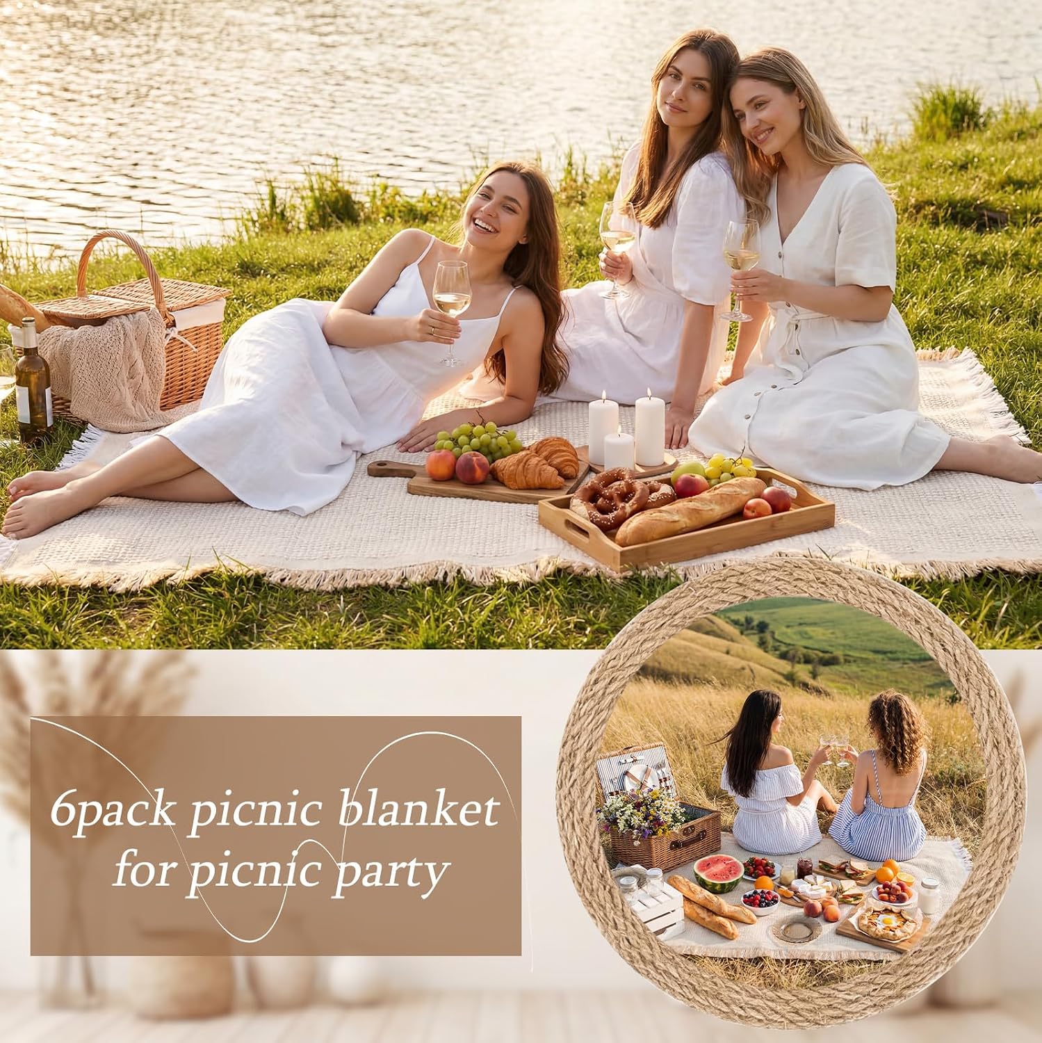 Large Boho Outdoor Picnic Blanket