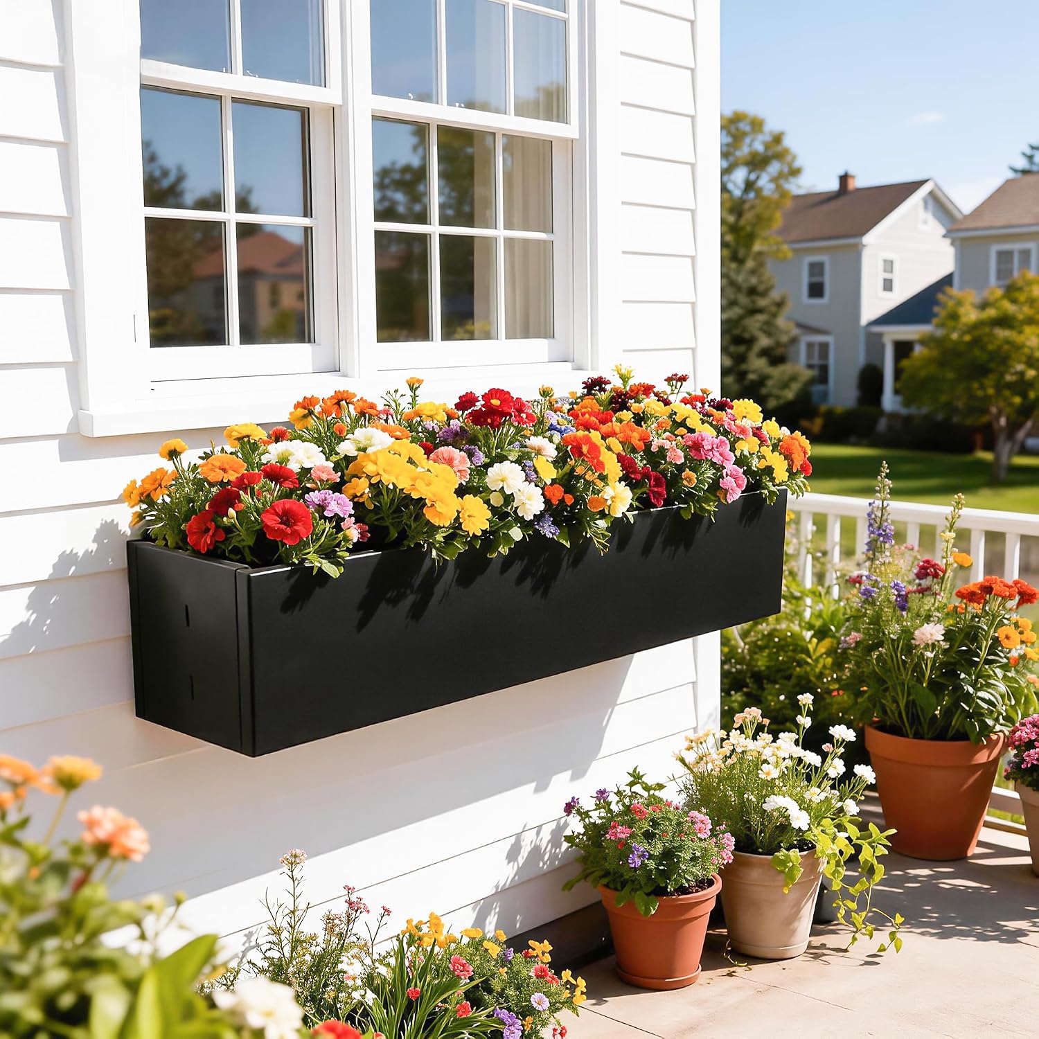 2 Pack Metal Railing Planter Box