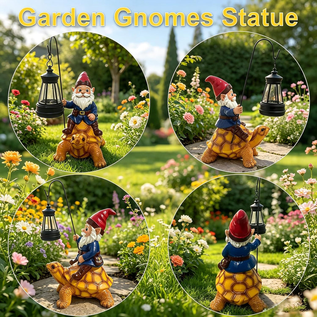 Solar Gnome Turtle Garden Statue Decor