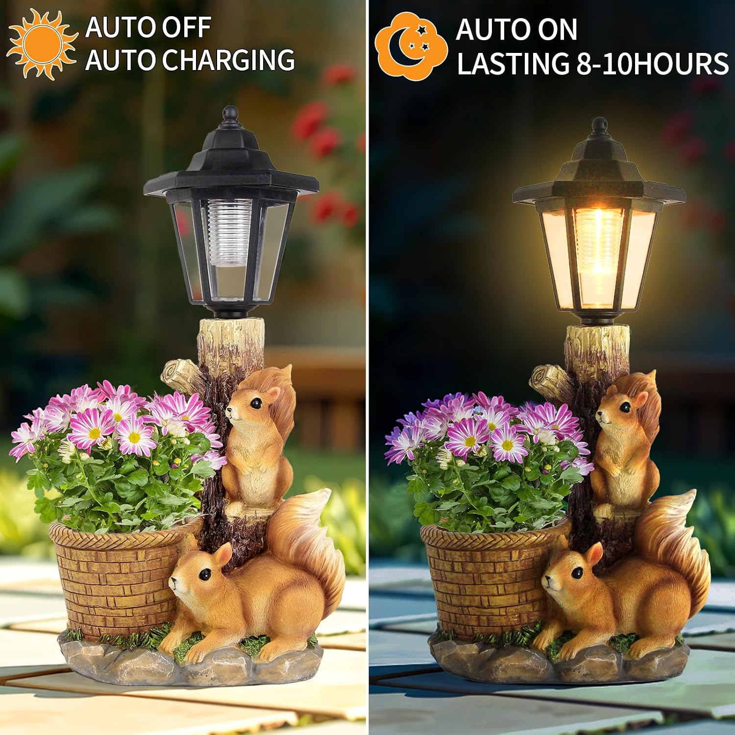 Solar Squirrel Garden Statue Decor