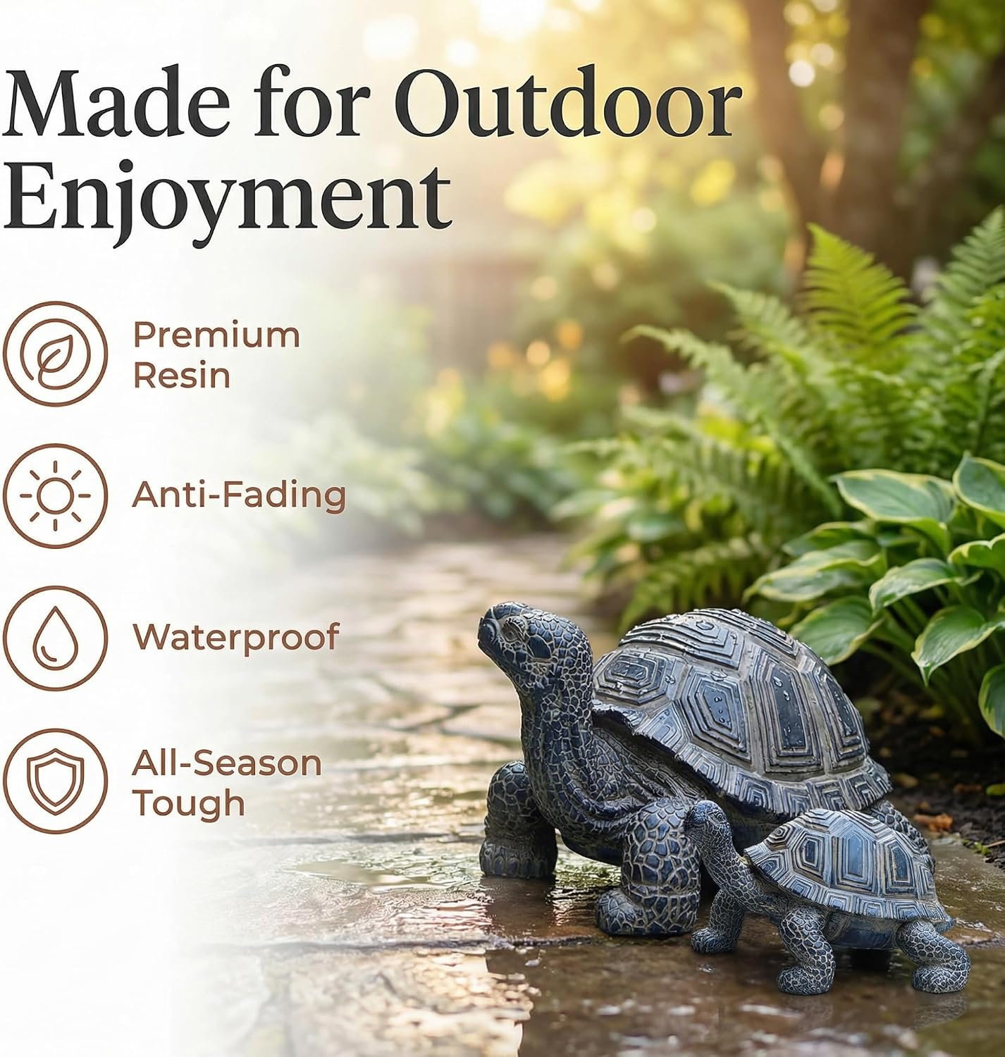 2 Pcs Resin Turtle Garden Statue Decor