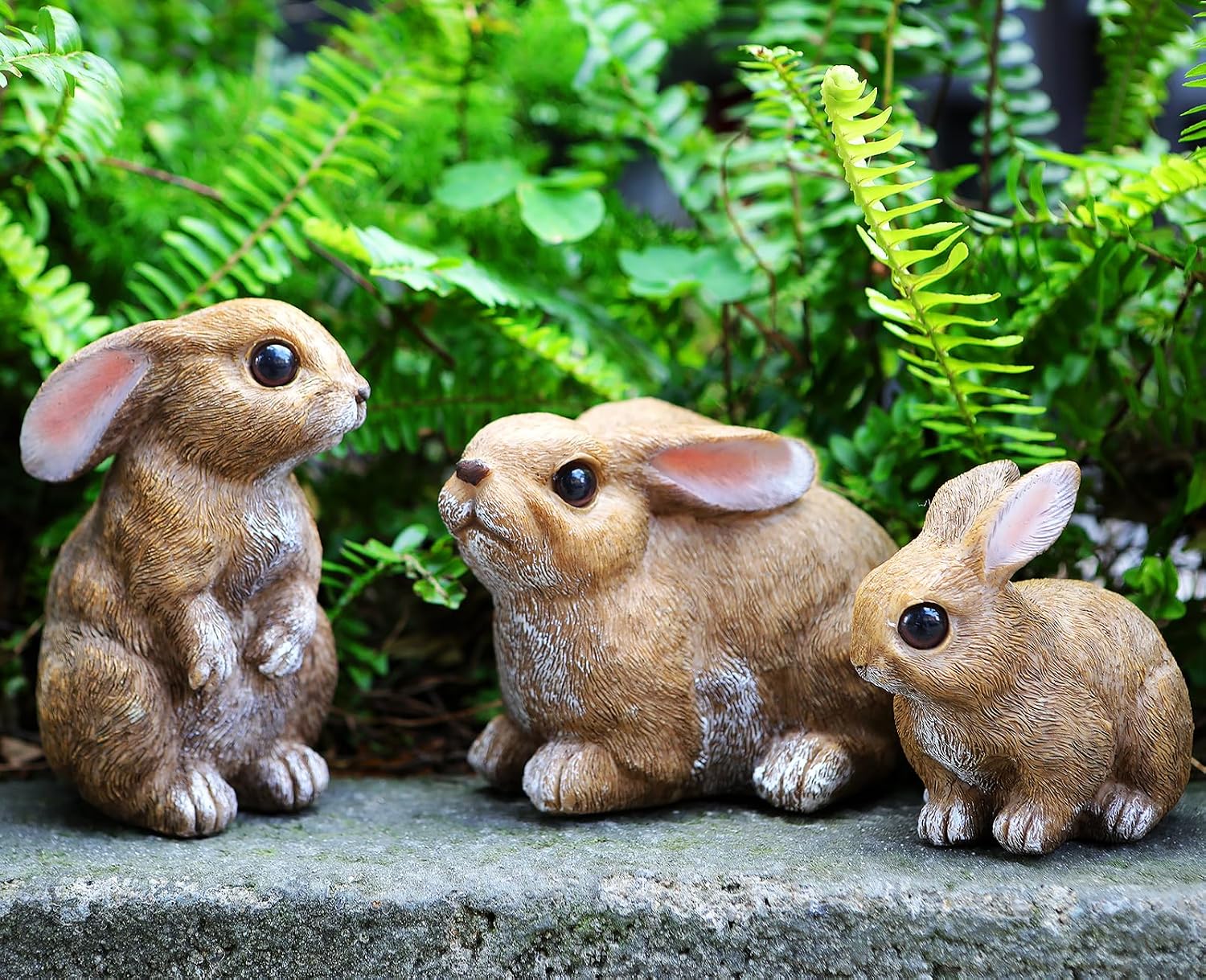 3Pcs Bunny Garden Statue Decor