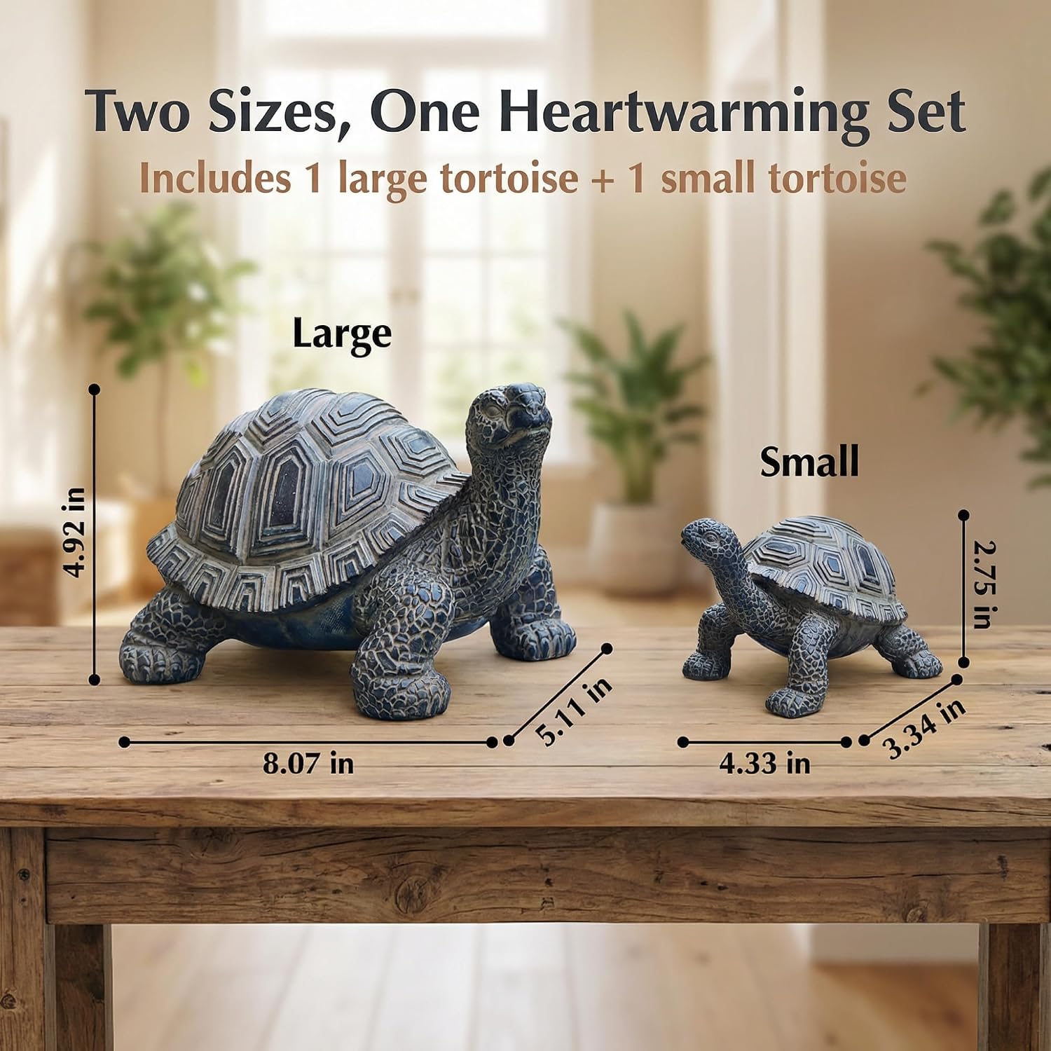 2 Pcs Resin Turtle Garden Statue Decor