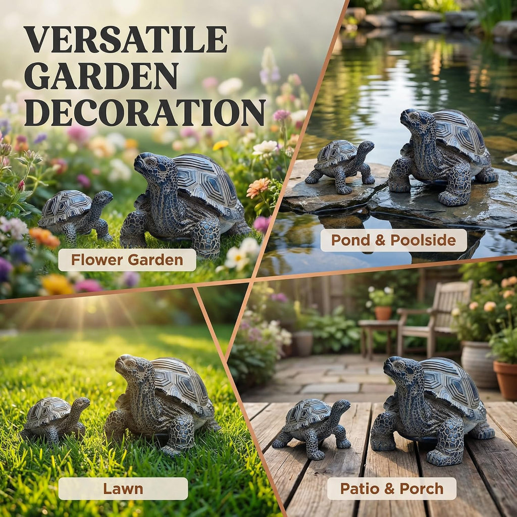 2 Pcs Resin Turtle Garden Statue Decor