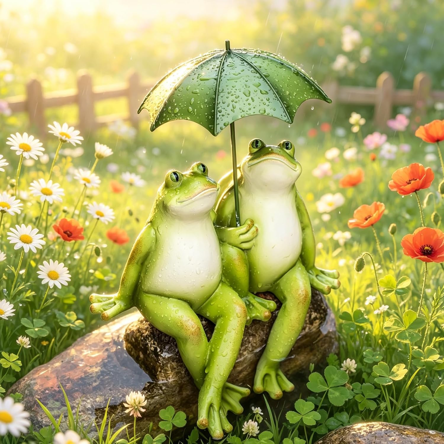 Couple Frogs Garden Statue Decor