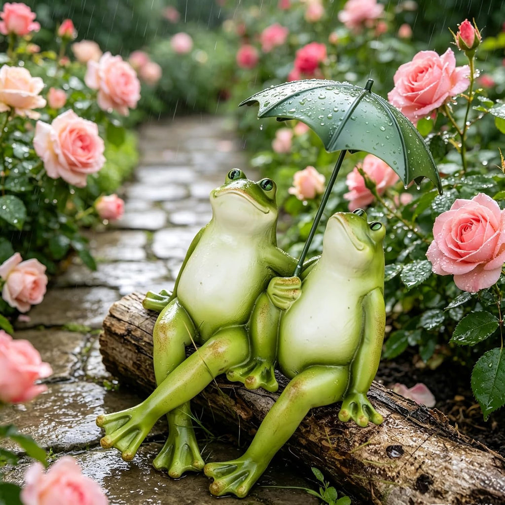 Couple Frogs Garden Statue Decor