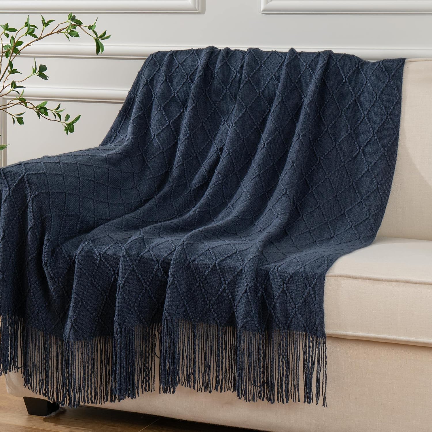 Geometric Fringe Throw Blanket