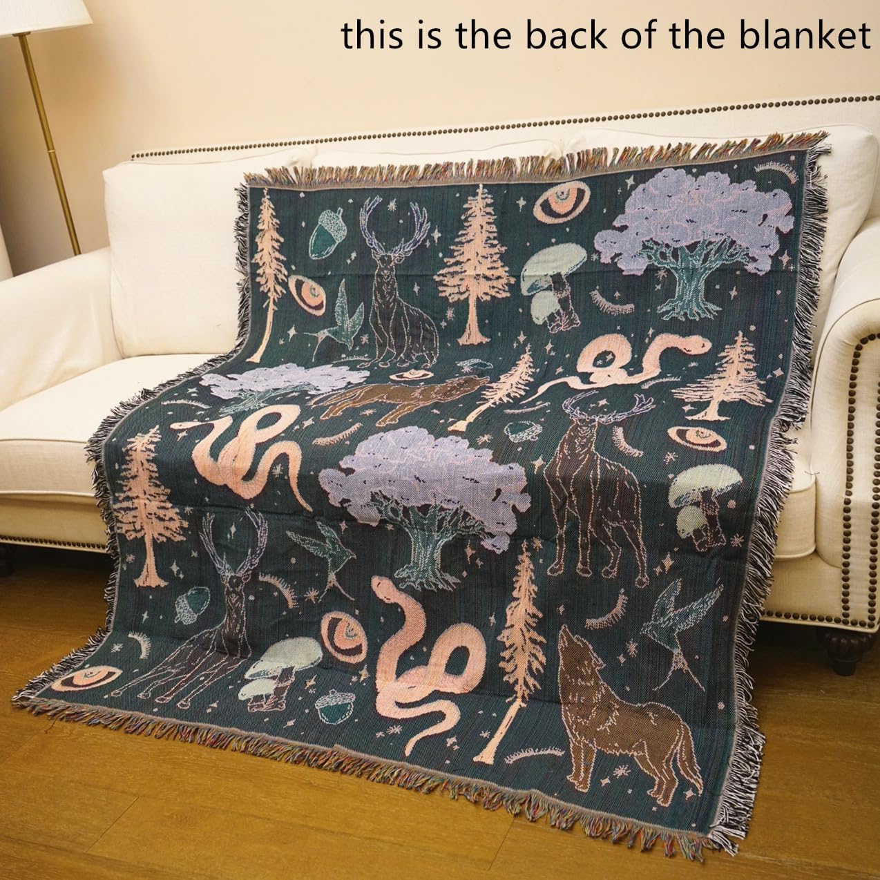 Bohemian Throw Blanket Woven Cotton Fringe