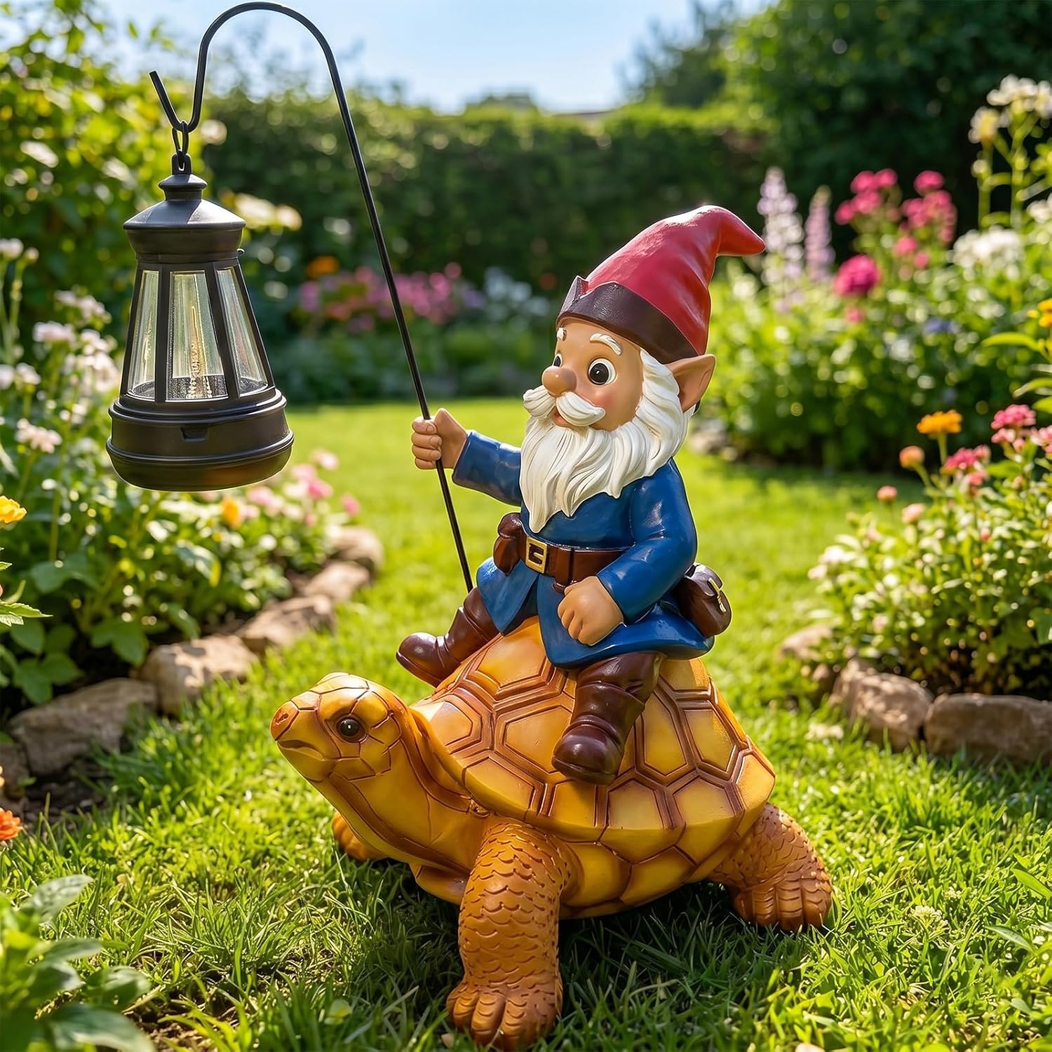 Solar Gnome Turtle Garden Statue Decor