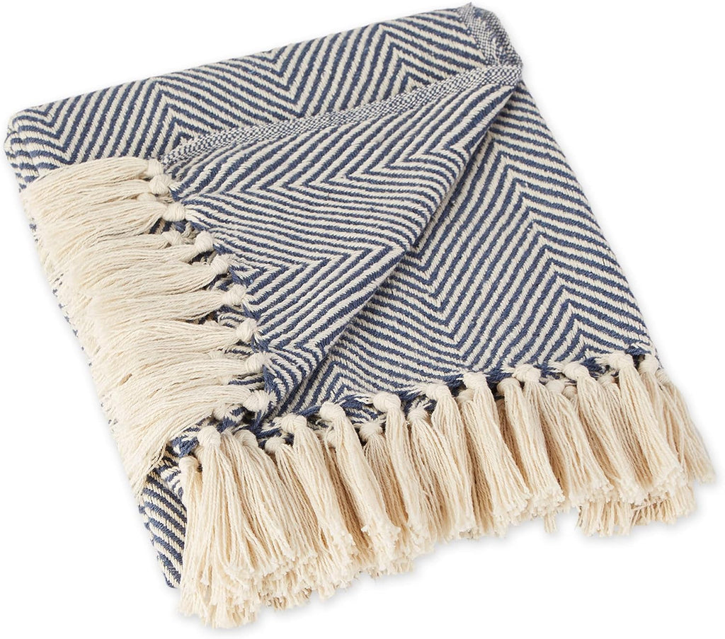 Rustic Farmhouse Cotton Chevron Blanket Throw