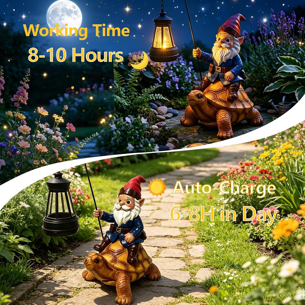 Solar Gnome Turtle Garden Statue Decor