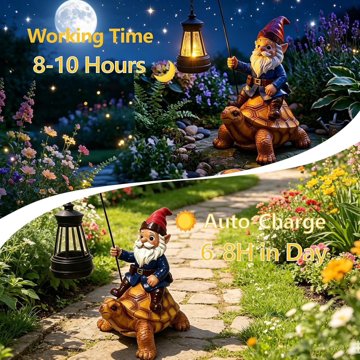 Solar Gnome Turtle Garden Statue Decor