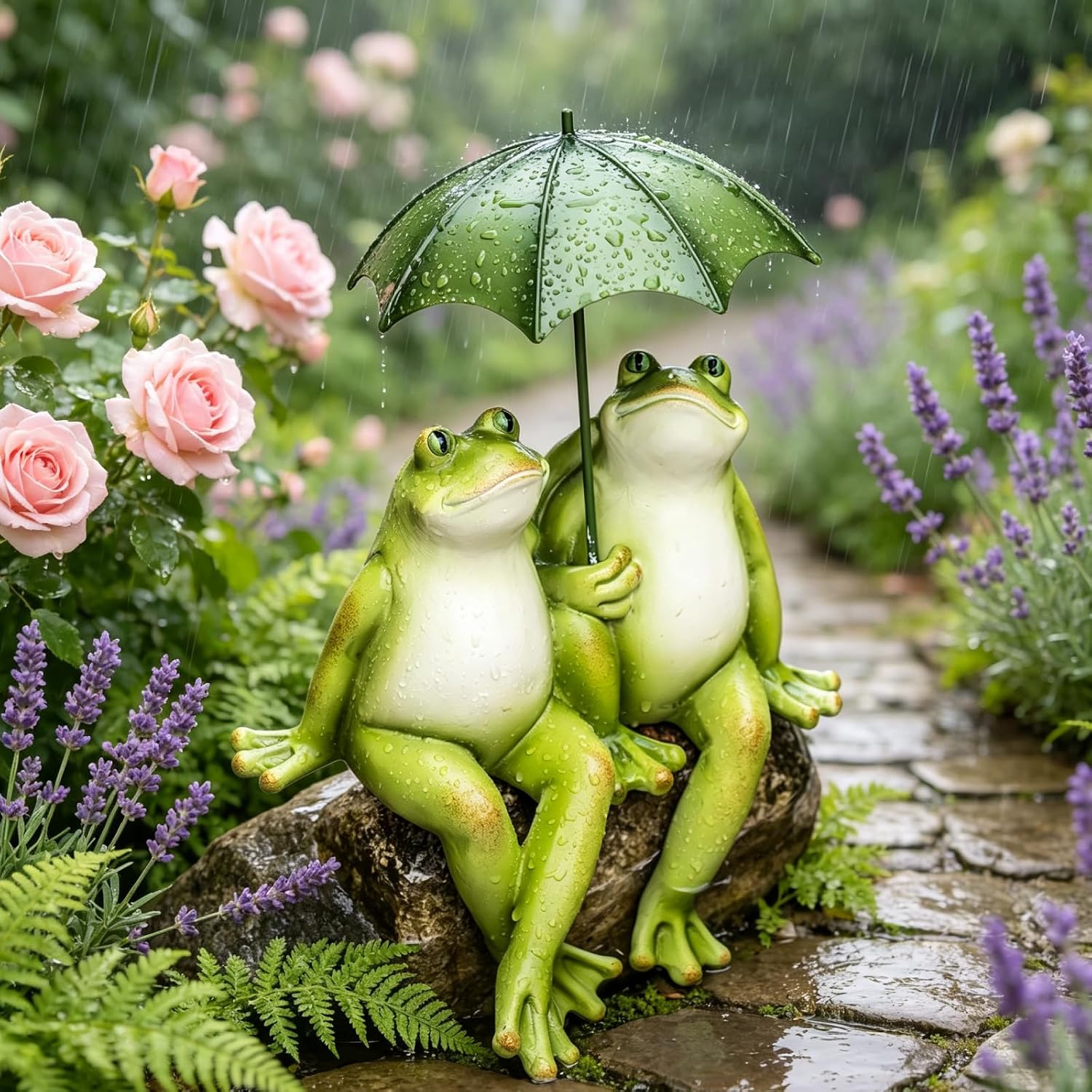 Couple Frogs Garden Statue Decor