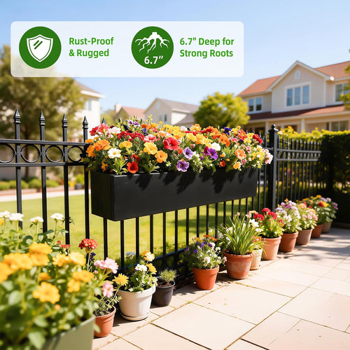 2 Pack Metal Railing Planter Box