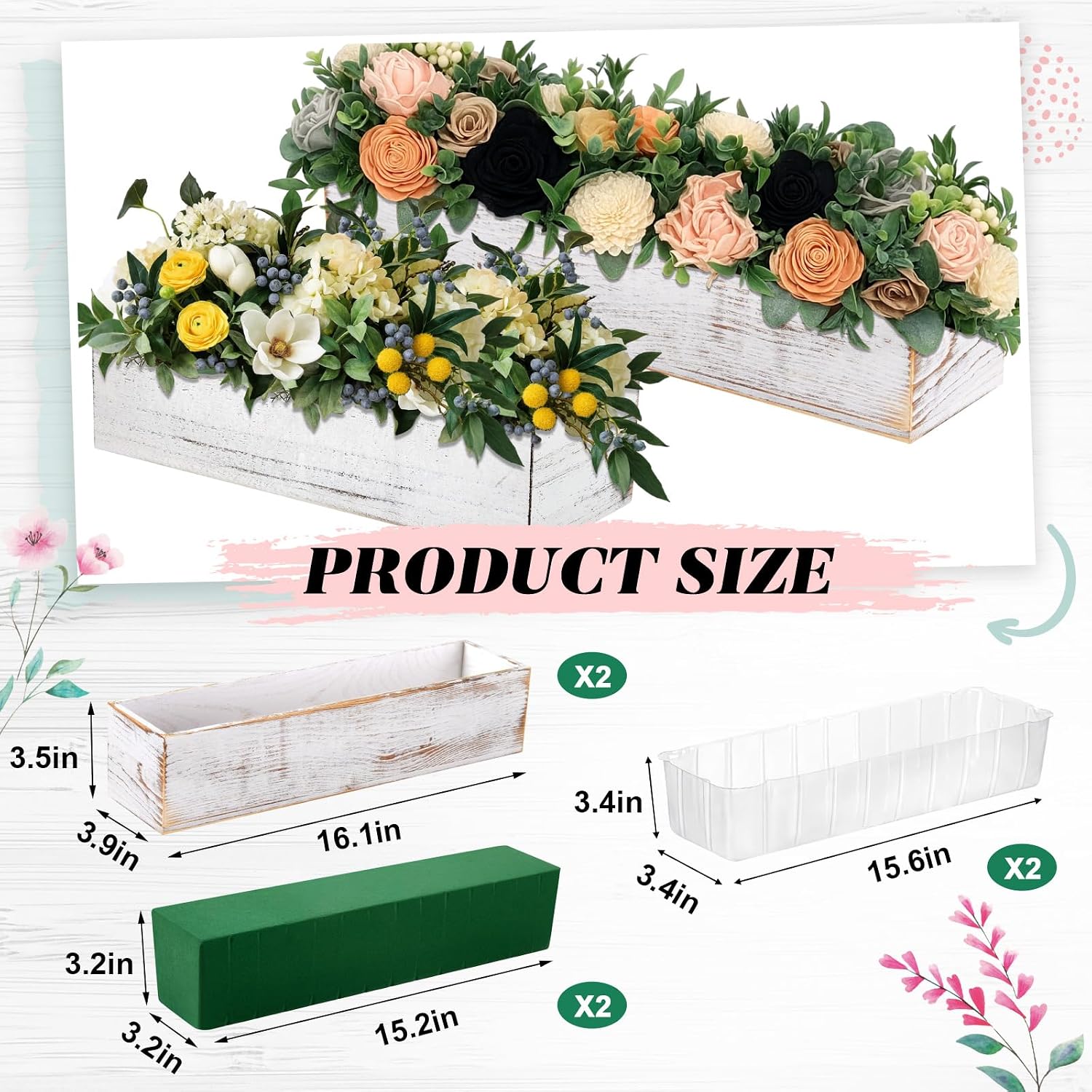 2 Set Wood Planter Box
