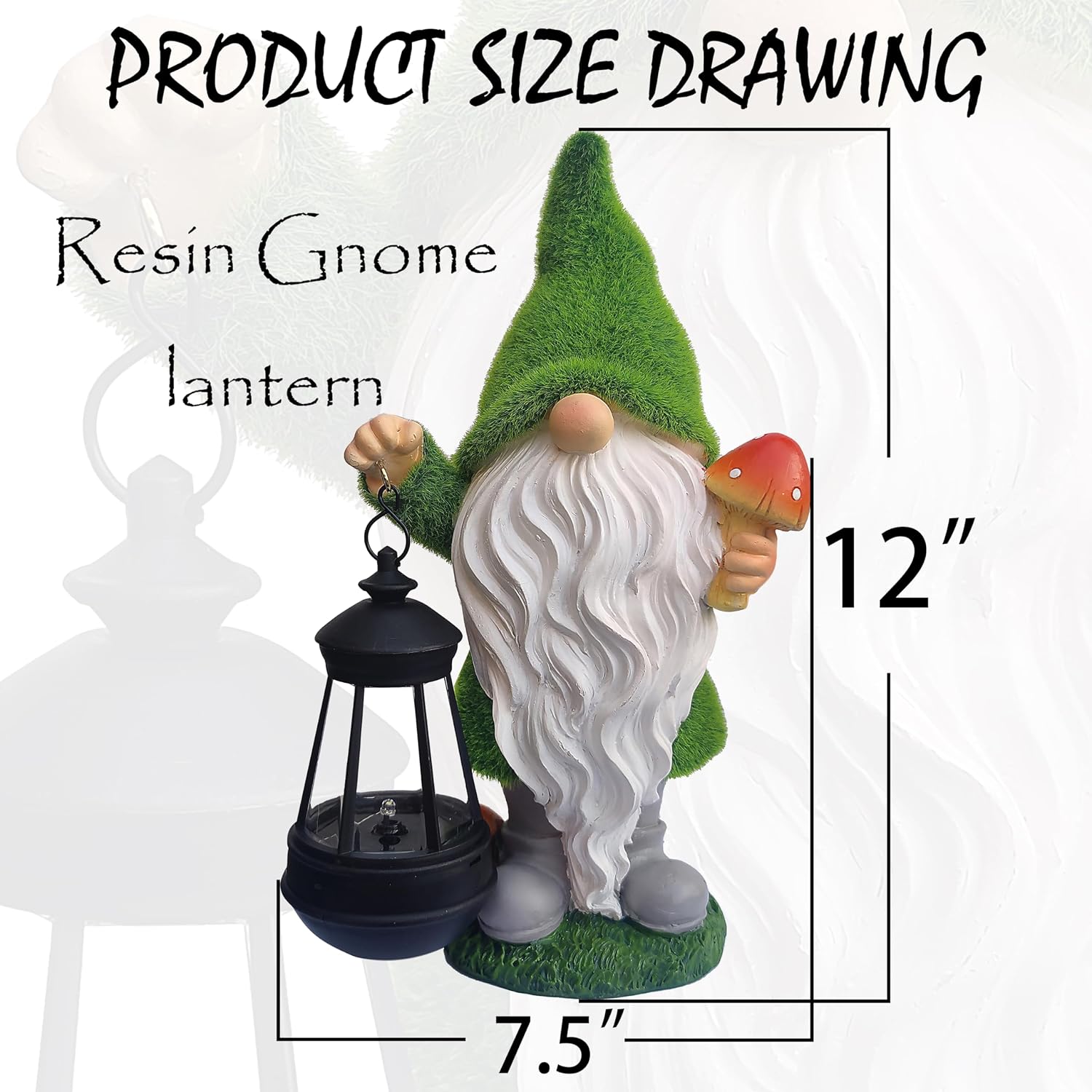 Solar Gnome Mushroom Garden Statue Decor