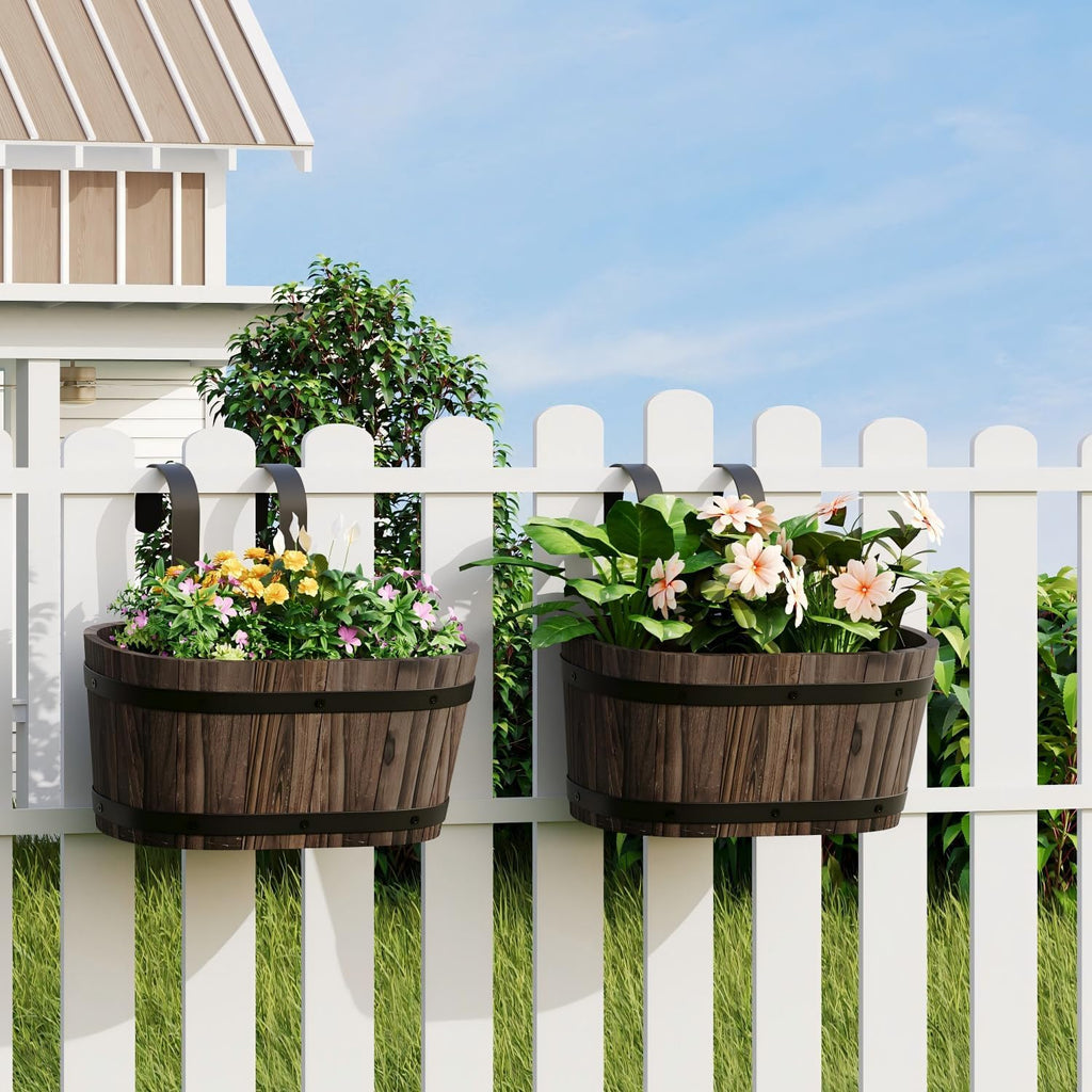 2Pack Wood Railing Planter Box