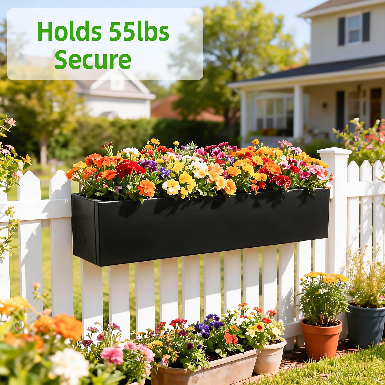 2 Pack Metal Railing Planter Box