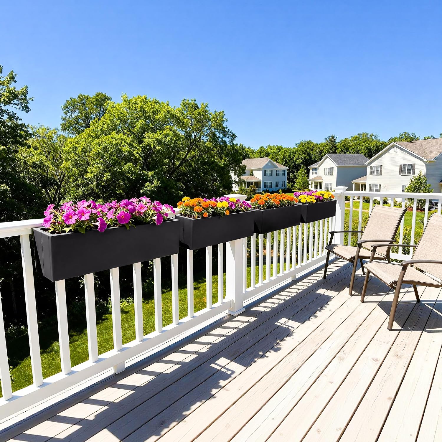 2 Pack Metal Railing Planter Box
