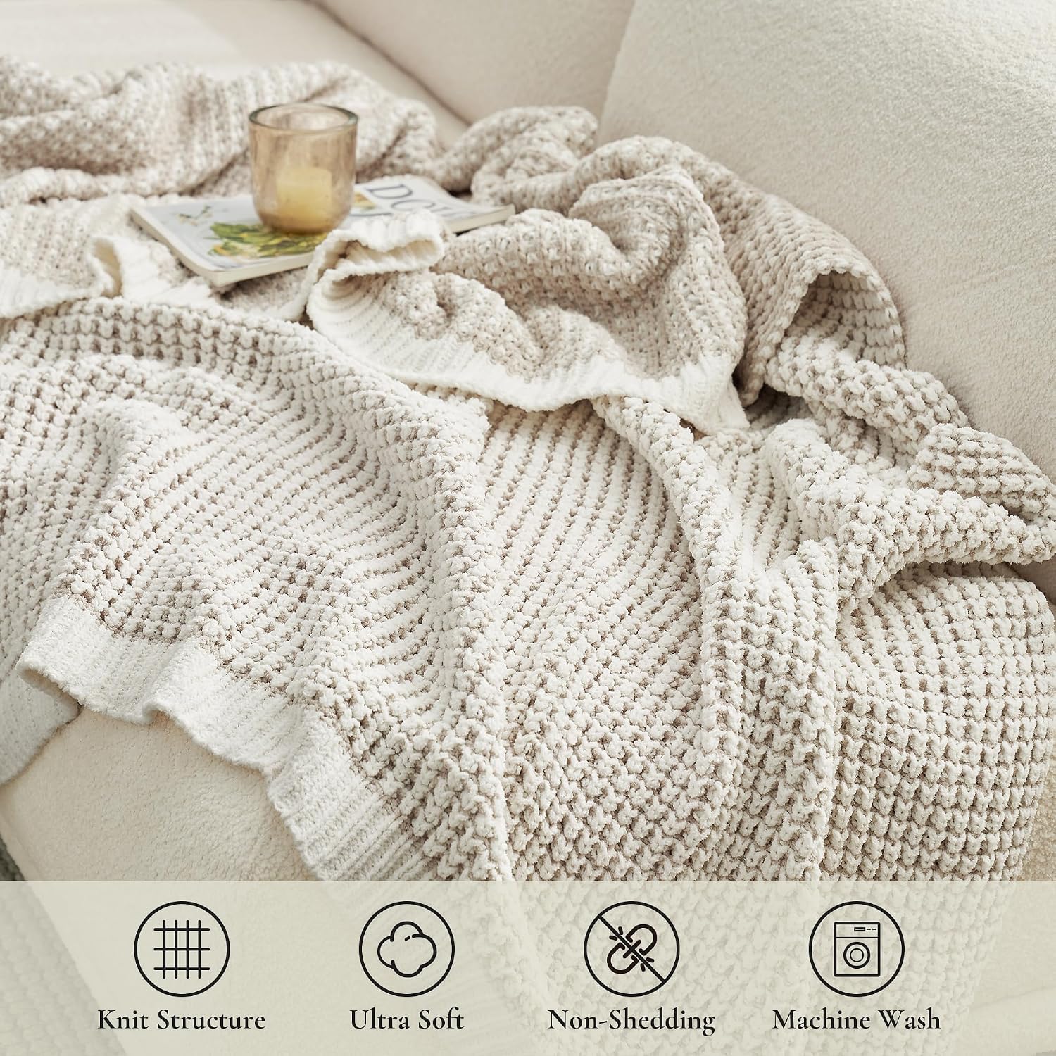 Home Knit Chenille Throw Blanket