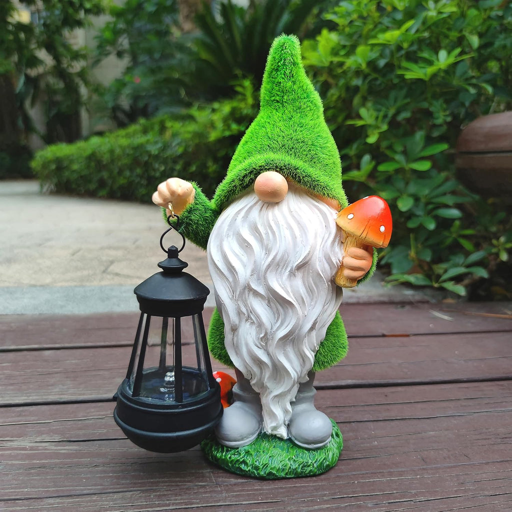 Solar Gnome Mushroom Garden Statue Decor